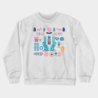 Soft And Sweet Scandinavian Bunny Rabbit Folk Art Crewneck Sweatshirt